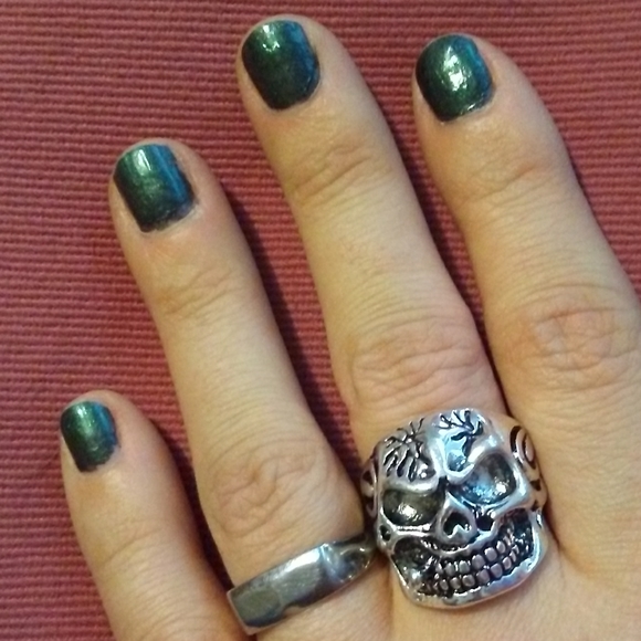 Skull Ring Heavy Metal Silver Big Cigar Smoking Unisex Biker Goth Rock Punk Sz 8 - Picture 5 of 8